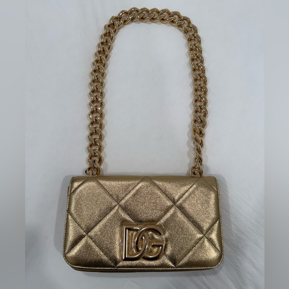 Dolce & Gabbana Gold Quilted Crossbody Bag